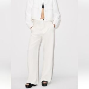 Zara Double Waistband Linen Blend Pants Sz-M